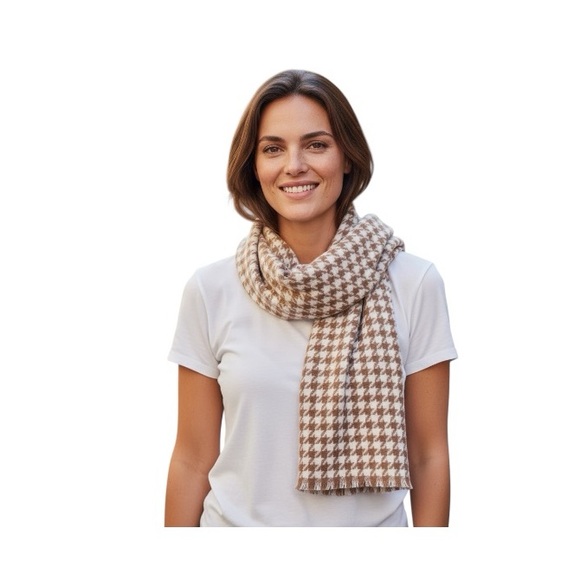 Time And Tru Brown Strip Houndstooth Blanket Wrap - Picture 10 of 10